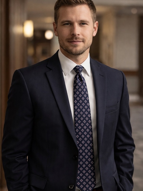 Mallory & Church Other - Mallory & Church London Navy Patterned Silk Tie | Elegant Geometric Necktie